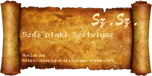 Széplaki Szilviusz névjegykártya